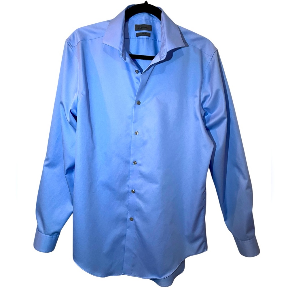 Calvin Klein Light Blue No-Iron Button Down Shirt 16 NWOT
